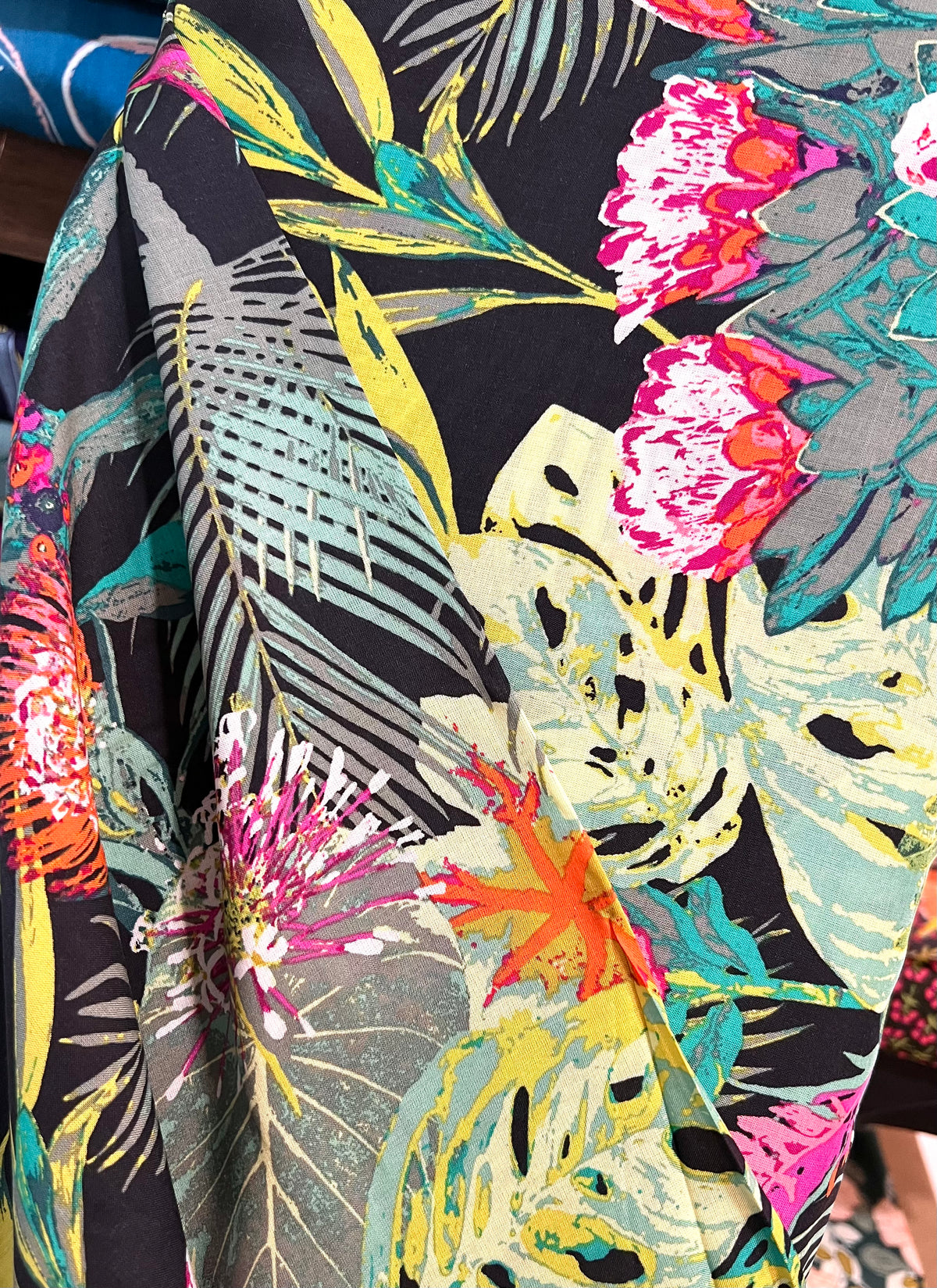 Botanical and Floral Print on Black 