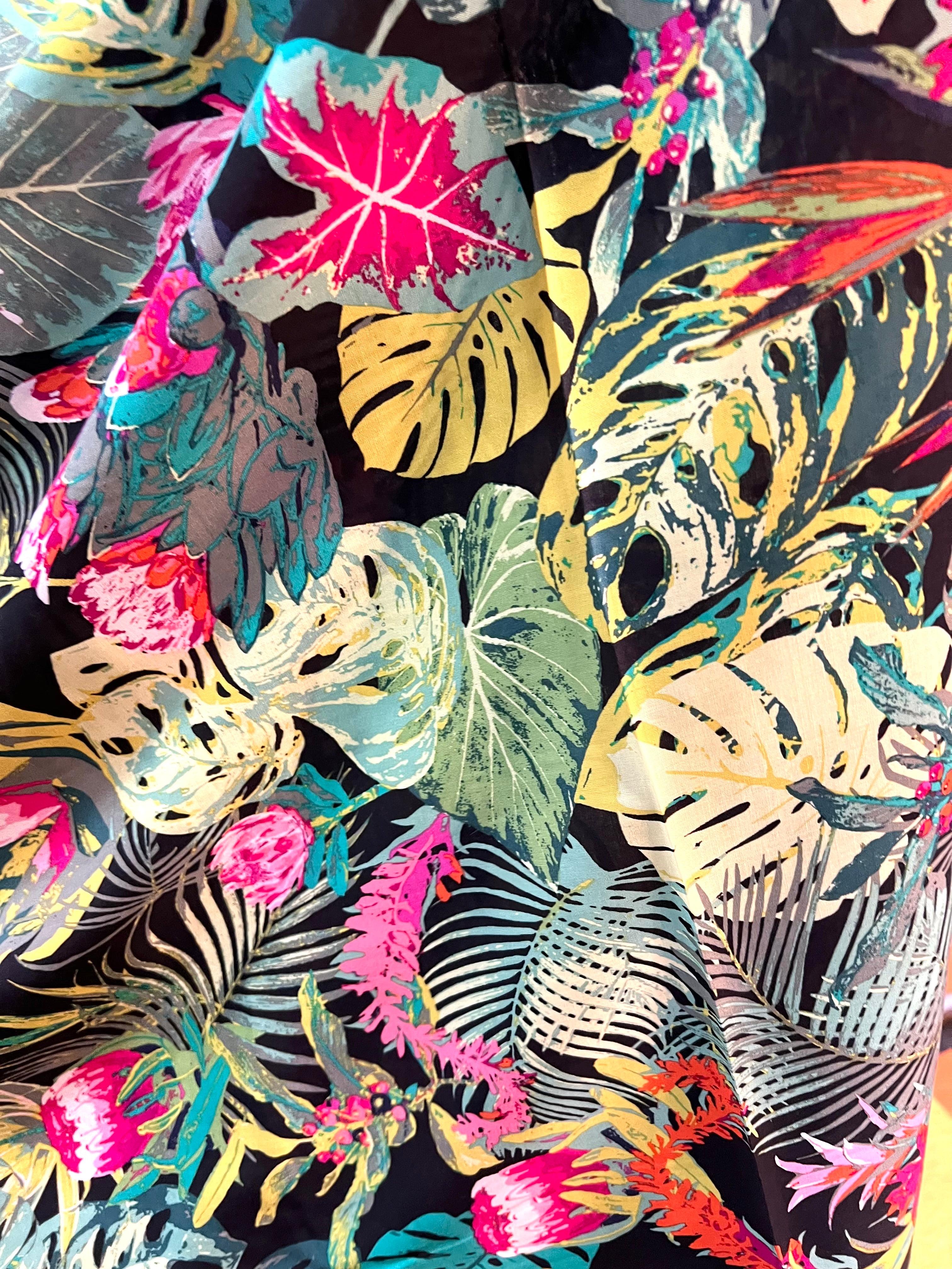 Botanical and Floral Print on Black 