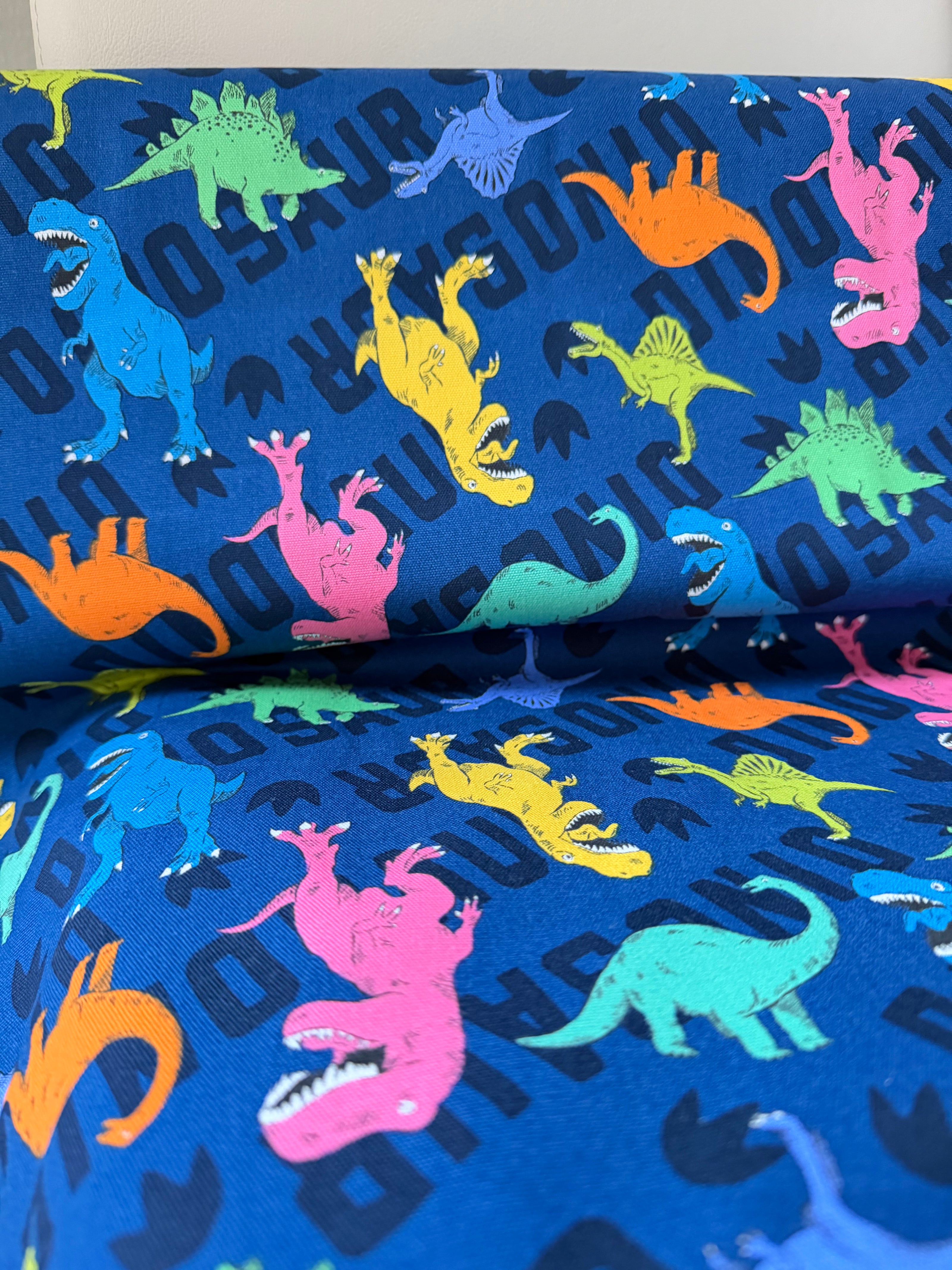 Cosmo Blue Dinosaurs- 43” Wide Cotton Oxford Fabric- COSAP61801