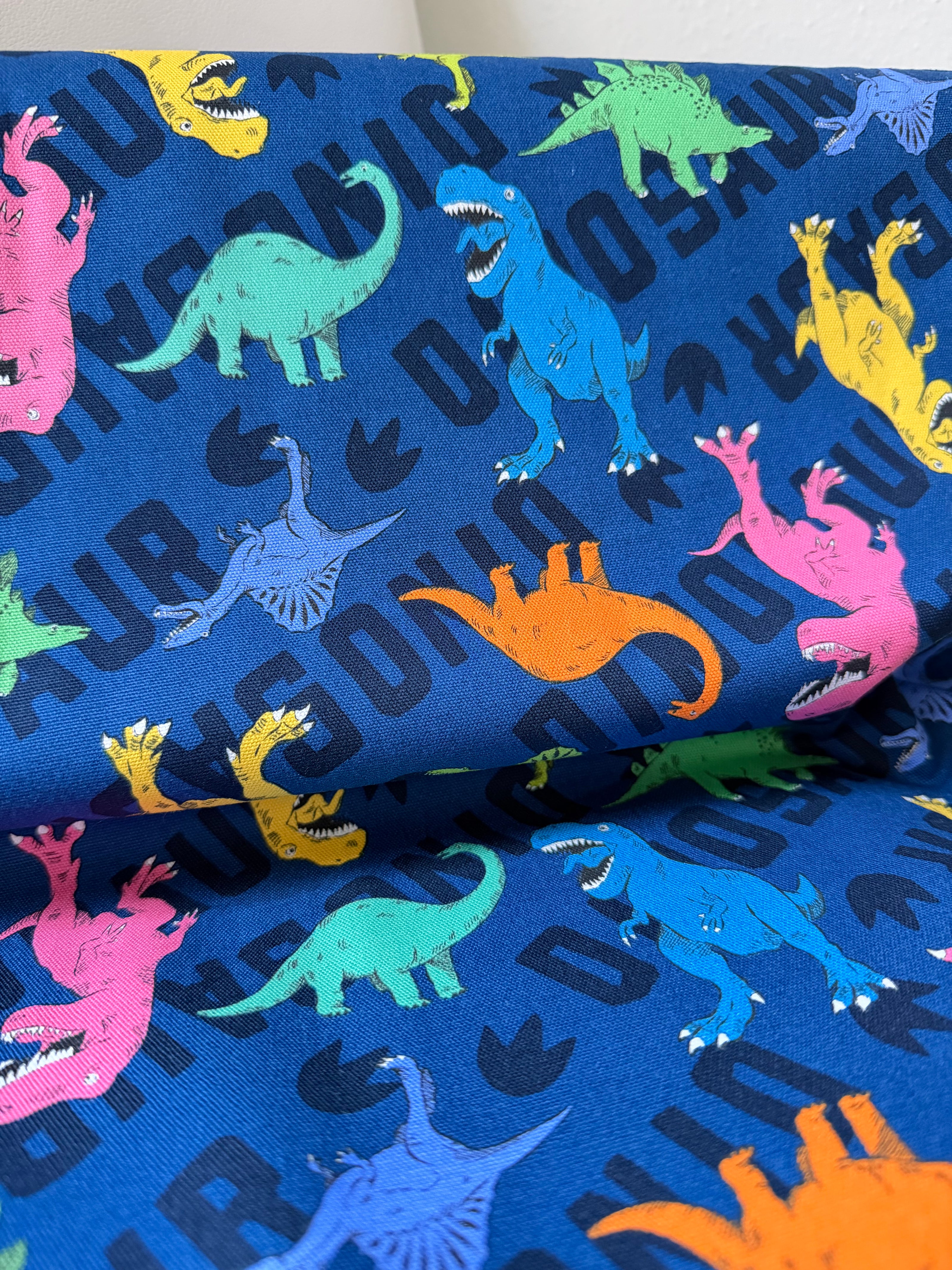 Cosmo Blue Dinosaurs- 43” Wide Cotton Oxford Fabric- COSAP61801