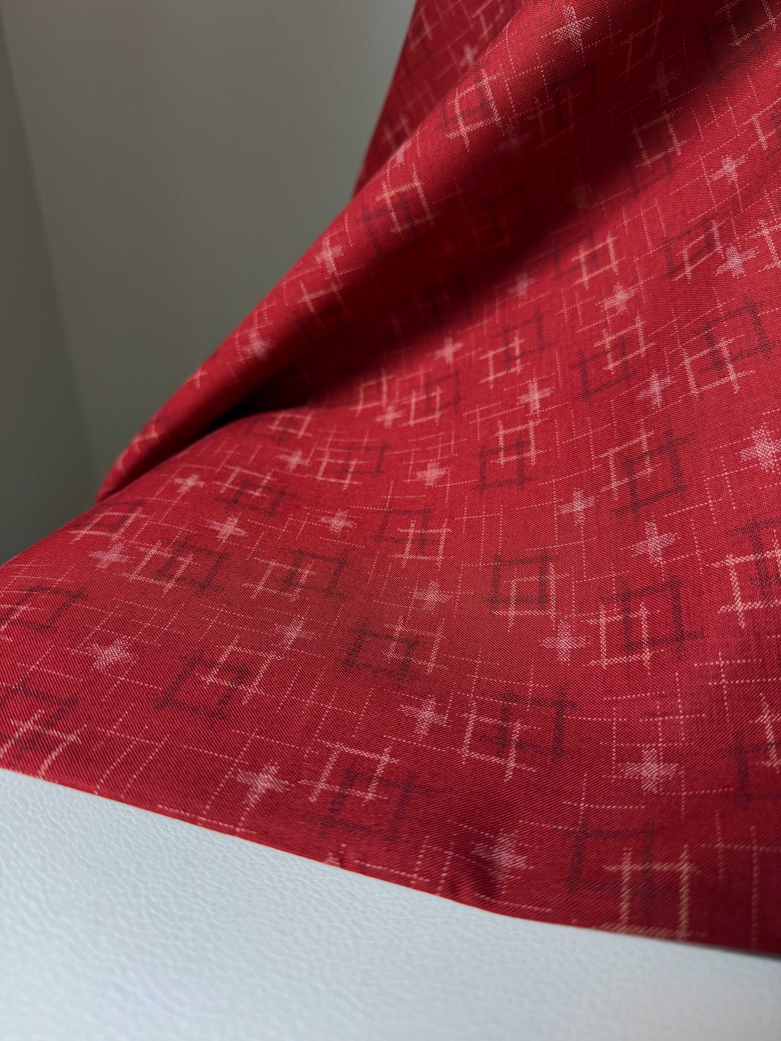 Crimson Red Cross-hatch Squares- 100% Cotton Fabric- 44” Wide- Sevenberry Kasuri