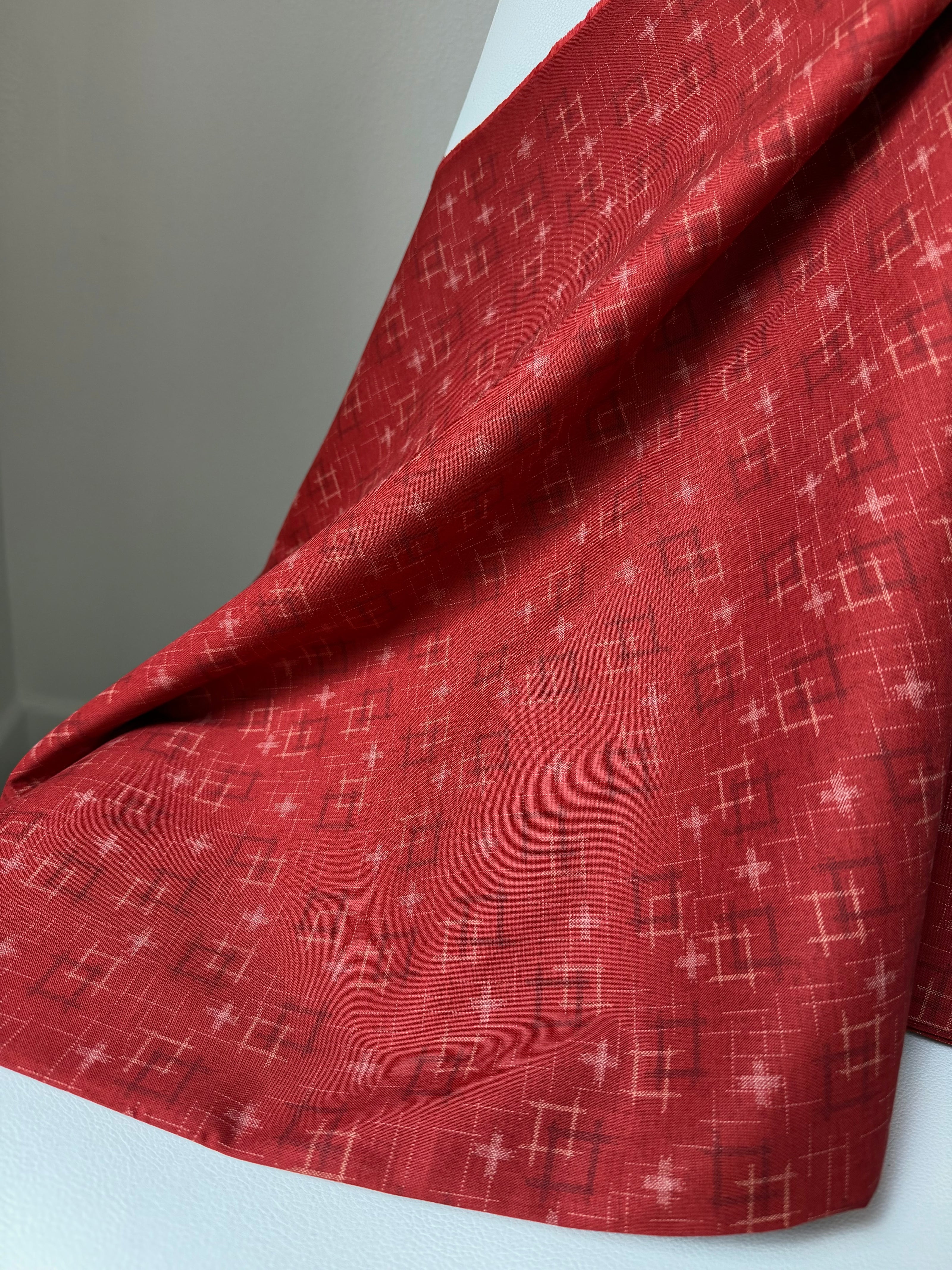 Crimson Red Cross-hatch Squares- 100% Cotton Fabric- 44” Wide- Sevenberry Kasuri