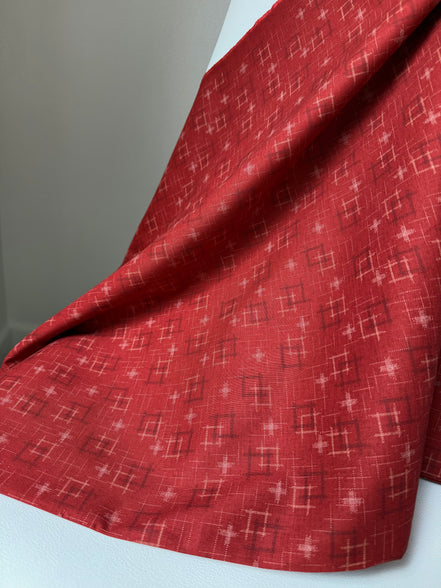 Crimson Red Cross-hatch Squares- 100% Cotton Fabric- 44” Wide- Sevenberry Kasuri