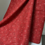 Crimson Red Cross-hatch Squares- 100% Cotton Fabric- 44” Wide- Sevenberry Kasuri