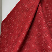 Crimson Red Cross-hatch Squares- 100% Cotton Fabric- 44” Wide- Sevenberry Kasuri