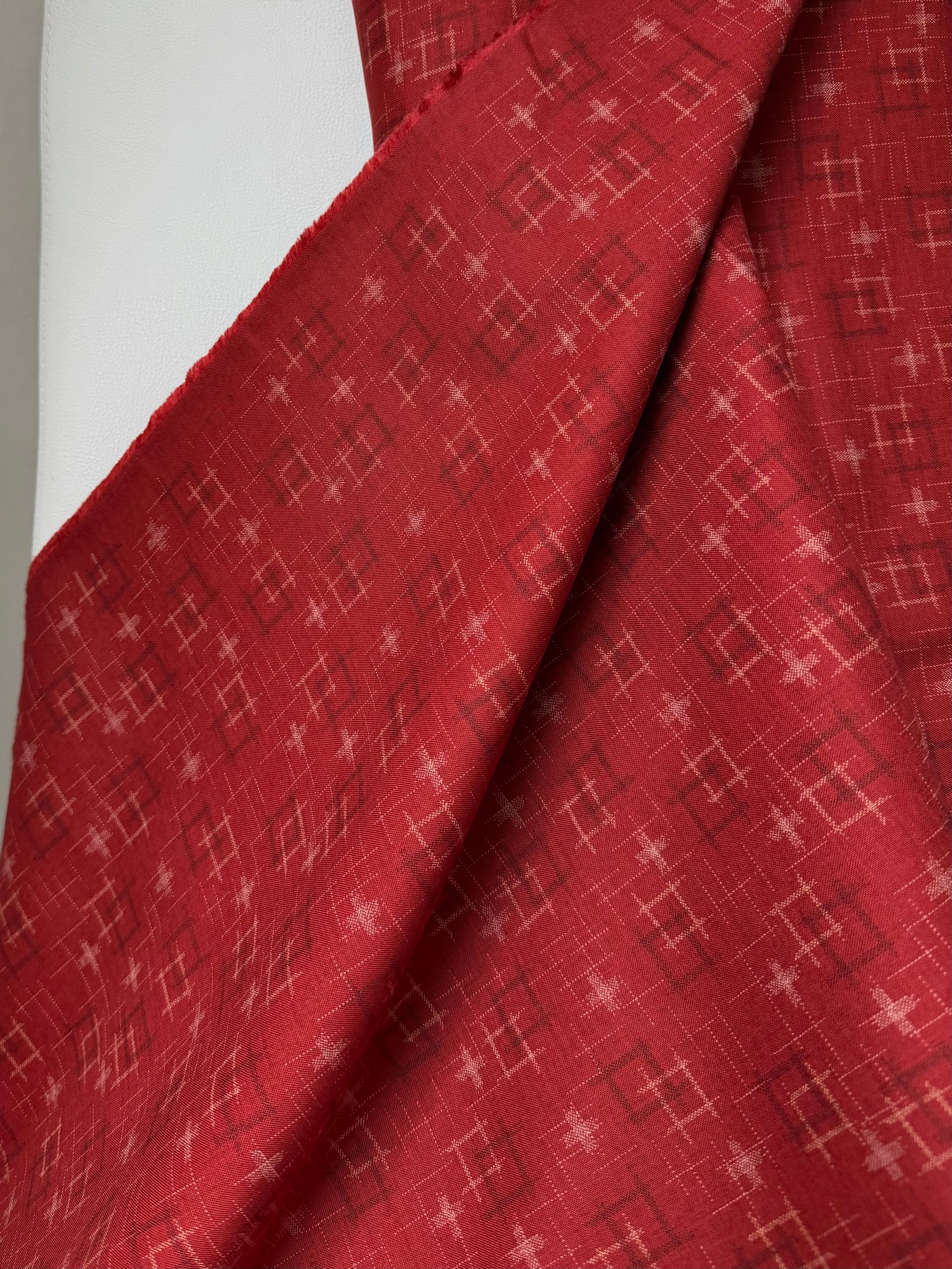 Crimson Red Cross-hatch Squares- 100% Cotton Fabric- 44” Wide- Sevenberry Kasuri