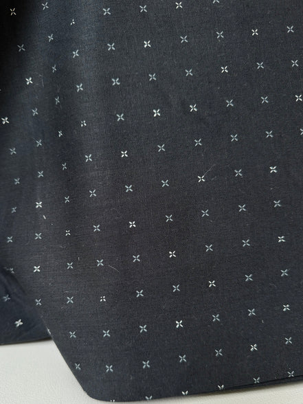 Gray, White Xs on Black- "Crossed Grid Char"- Linen Cotton Blend- 60”- Art Gallery- AGF