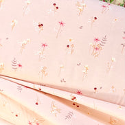 Fuchsia, Cream, Smokey Purple and Pale Pink Floral Jersey Knit Cotton Fabric- 