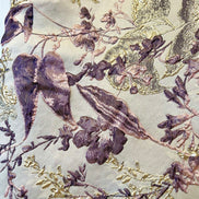 Deep Purple, Pink, Gold Floral on Greige/ Taupe Silk Jacquard/ Cloque Brocade (1731)