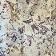 Deep Purple, Pink, Gold Floral on Greige/ Taupe Silk Jacquard/ Cloque Brocade (1731)