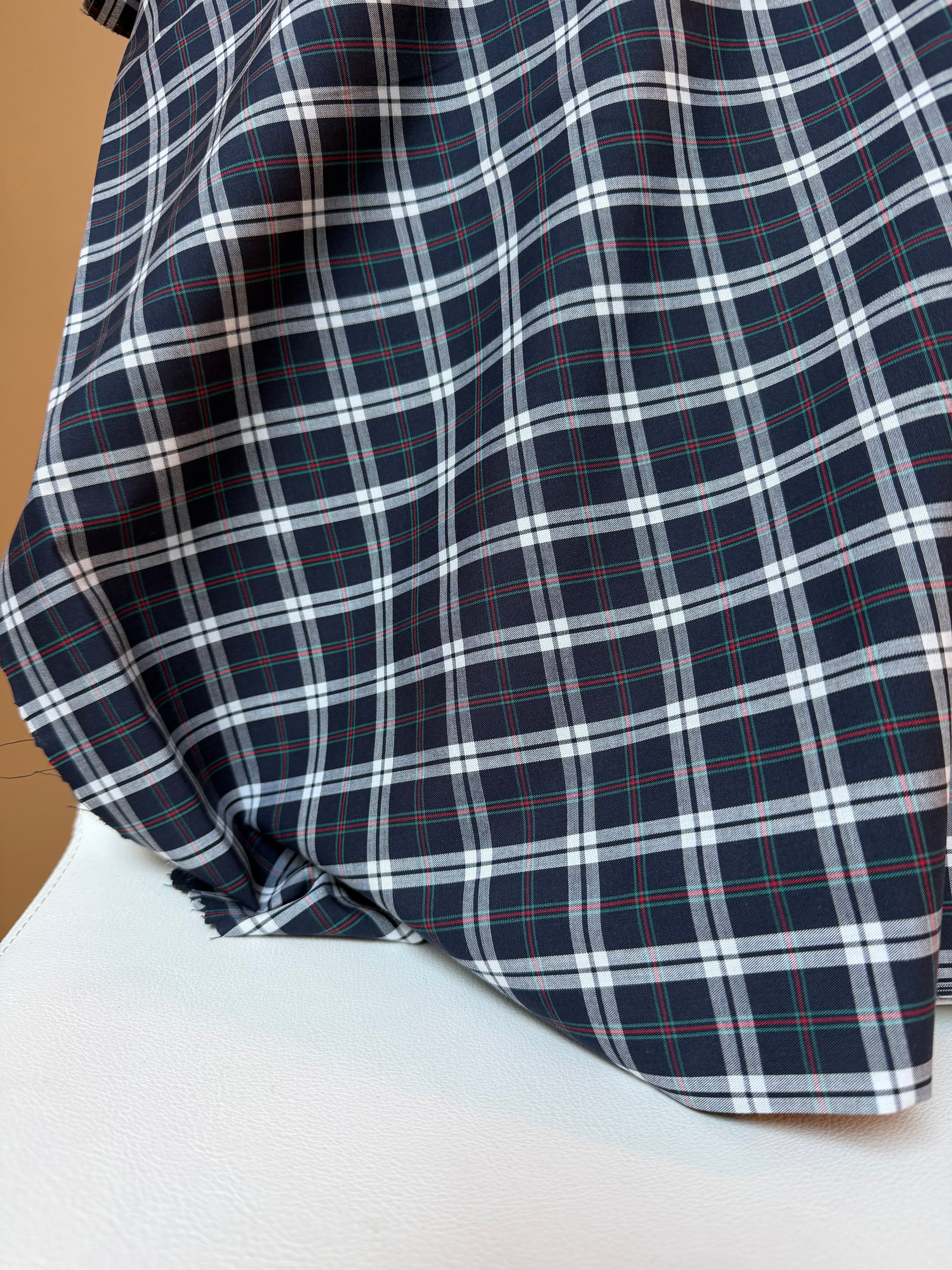 Sevenberry: Navy, White Classic Plaid- Lightweight Cotton- 43