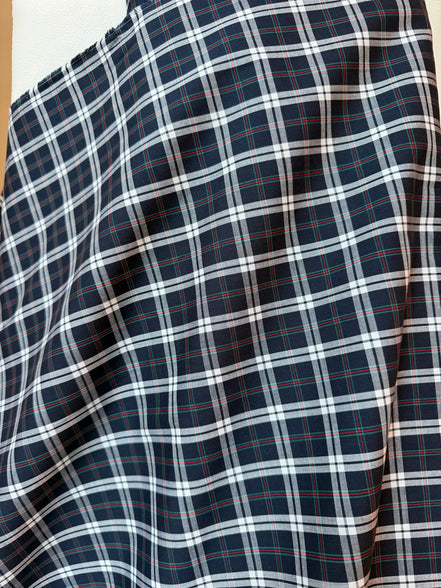 Sevenberry: Navy, White Classic Plaid- Lightweight Cotton- 43"