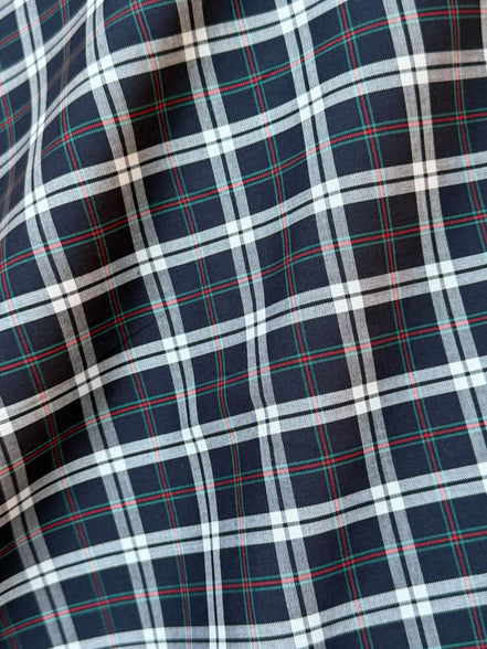 Sevenberry: Navy, White Classic Plaid- Lightweight Cotton- 43"