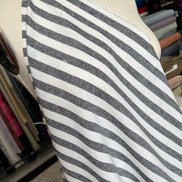 Essex Yarn Dyed Classic Wovens- Linen- Cotton Blend- Black- WIDE Stripes- 43” Wide