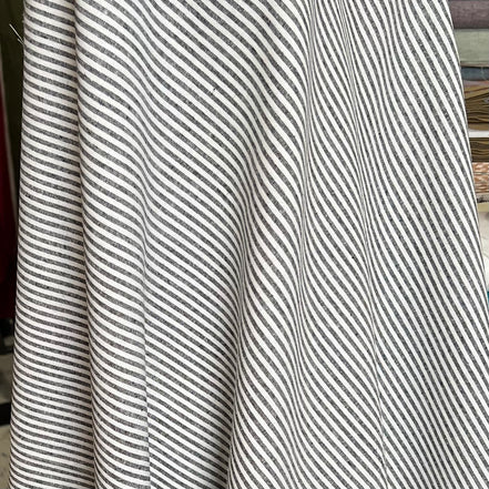 Essex Yarn Dyed Classic Wovens- Linen- Cotton Blend- Black- Narrow Stripes