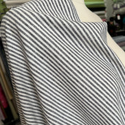 Essex Yarn Dyed Classic Wovens- Linen- Cotton Blend- Black- Narrow Stripes