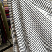 Essex Yarn Dyed Classic Wovens- Linen- Cotton Blend- Black- Narrow Stripes