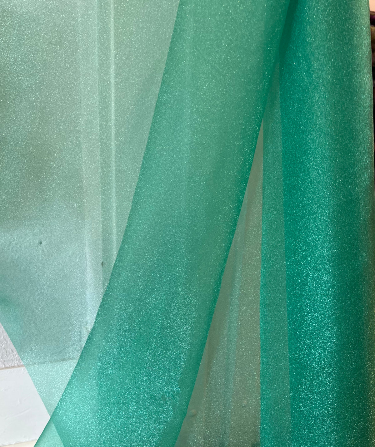Teal Green Sparkle Organza- Nylon- 45” Wide