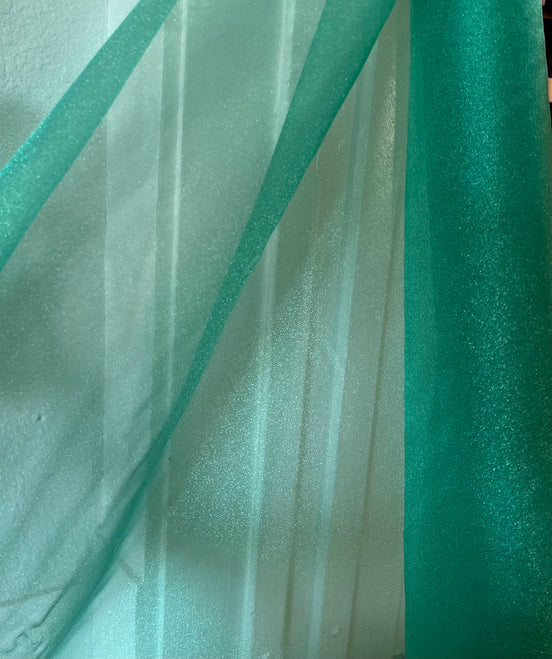 Teal Green Sparkle Organza- Nylon- 45” Wide