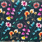 Liberty London- Herbarium (A) Tana Lawn Cotton- Magenta, Pink, Yellow Floral on Black Background