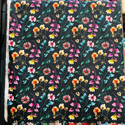 Liberty London- Herbarium (A) Tana Lawn Cotton- Magenta, Pink, Yellow Floral on Black Background