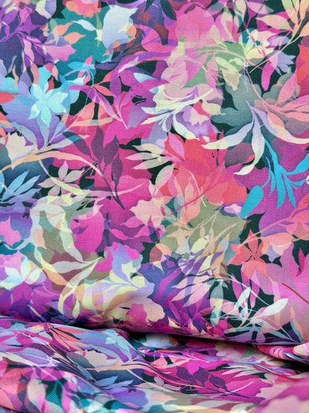 Purple, Blue, Pink Botanical Cotton Fabric- 44” Wide- “DAHLIA"- Artful Blooms