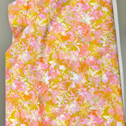 Yellow, Chartreuse, Pink Botanical Cotton Fabric- 44” Wide- “Honeysuckle