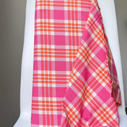 Hot Pink, Orange, White Plaid Woven- Cotton Fabric- 44” Wide- Camellia from Kona Loomworks-Summer Breeze