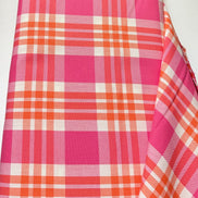 Hot Pink, Orange, White Plaid Woven- Cotton Fabric- 44” Wide- Camellia from Kona Loomworks-Summer Breeze
