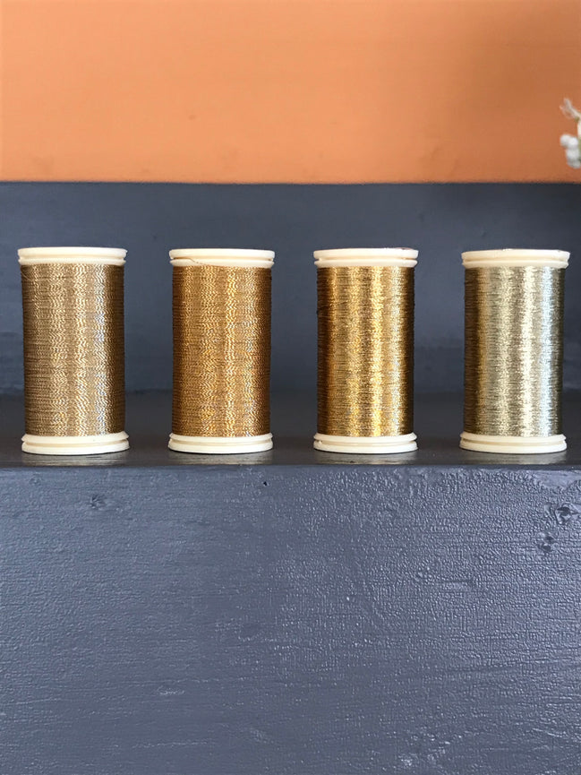 4 Pack Deal- Gold Variety- Sajou- Metallic Thread- Fil au Chinois