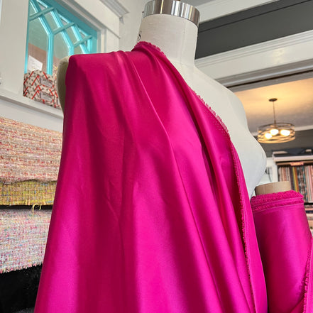 Hot Pink Pure Silk Charmeuse Fabric- 44” Wide- (370)