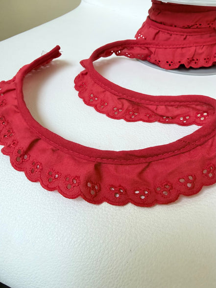 Red Cotton Ruffled Eyelet, 34MM or 1 1/3” Wide- 05270