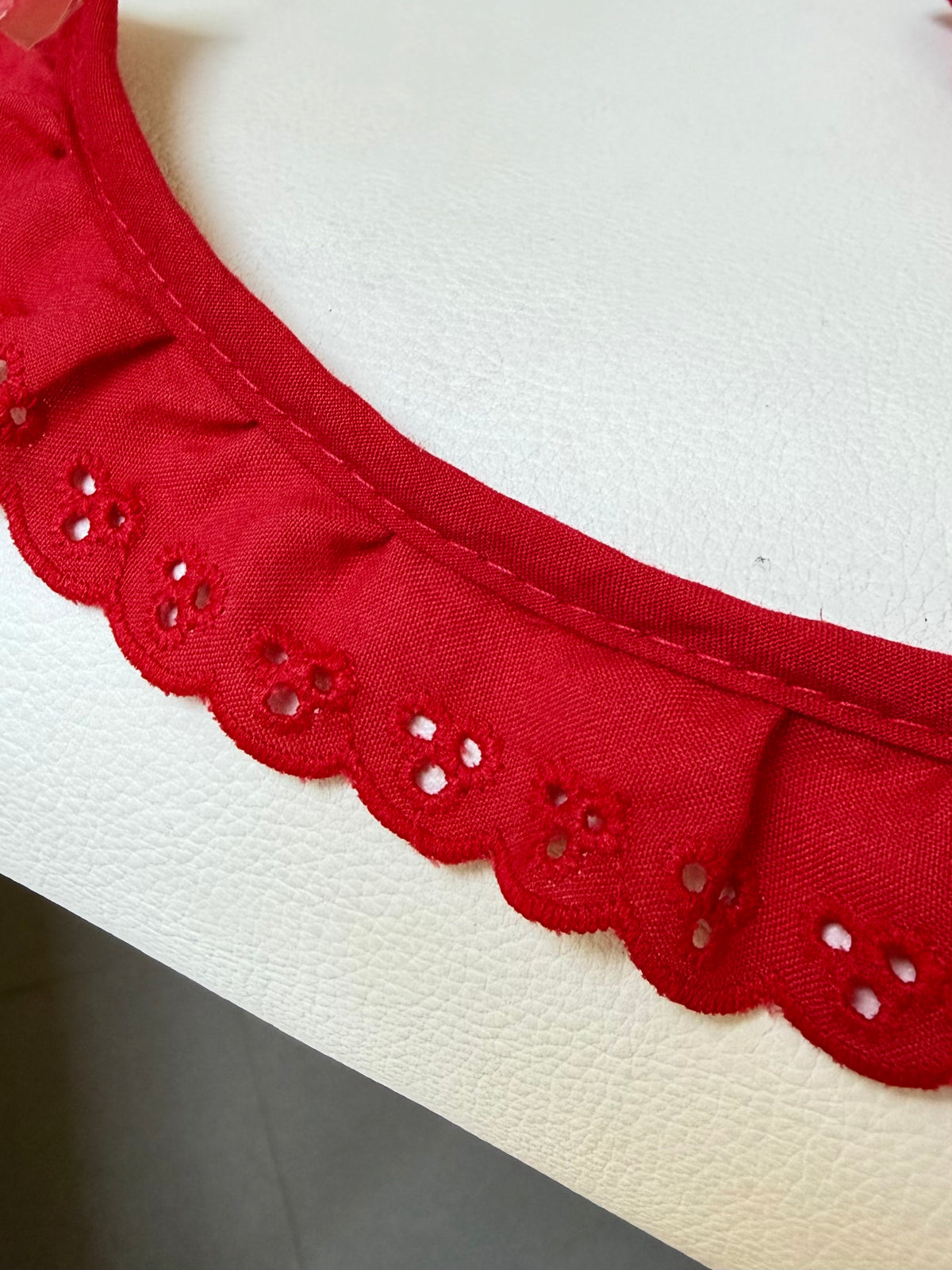 Red Cotton Ruffled Eyelet, 34MM or 1 1/3” Wide- 05270