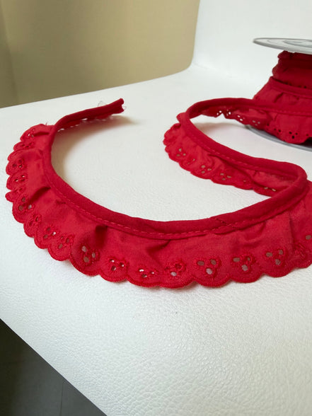 Red Cotton Ruffled Eyelet, 34MM or 1 1/3” Wide- 05270