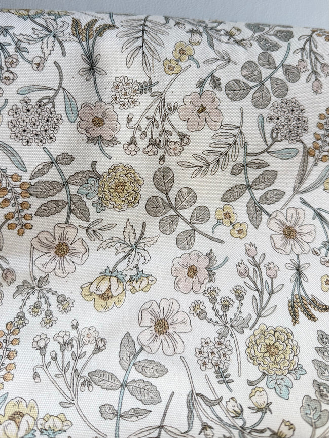Kokka "Smokey - Botanical” Pale Yellow Floral on Cream- Cotton Oxford (Medium Weight)- 43” Wide