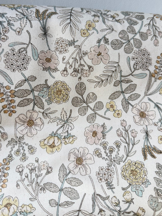 Kokka "Smokey - Botanical” Pale Yellow Floral on Cream- Cotton Oxford (Medium Weight)- 43” Wide