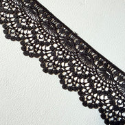 Black Fan Pattern Guipure- Lace Trim 9129- 2 1/8” Wide