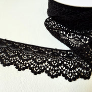 Black Fan Pattern Guipure- Lace Trim 9129- 2 1/8” Wide