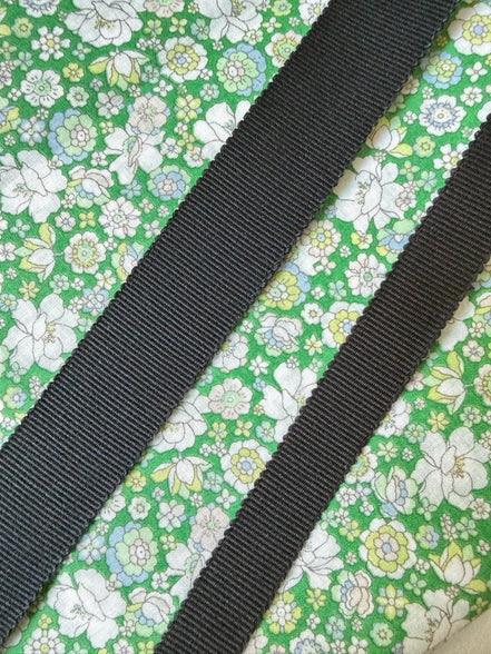 Black Cotton Petersham Ribbon- 1” Wide- 1301