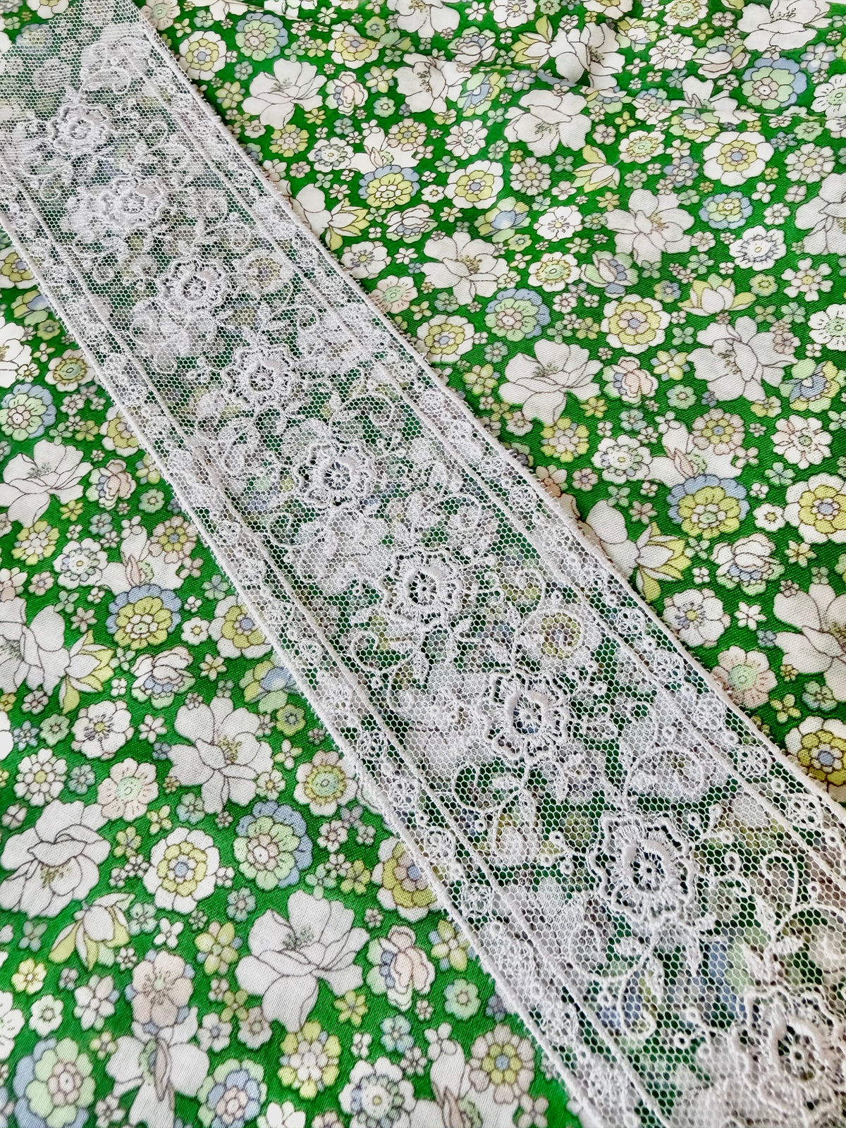 Delicate White Floral Embroidered Tulle Trim- 2” Wide- (4109)