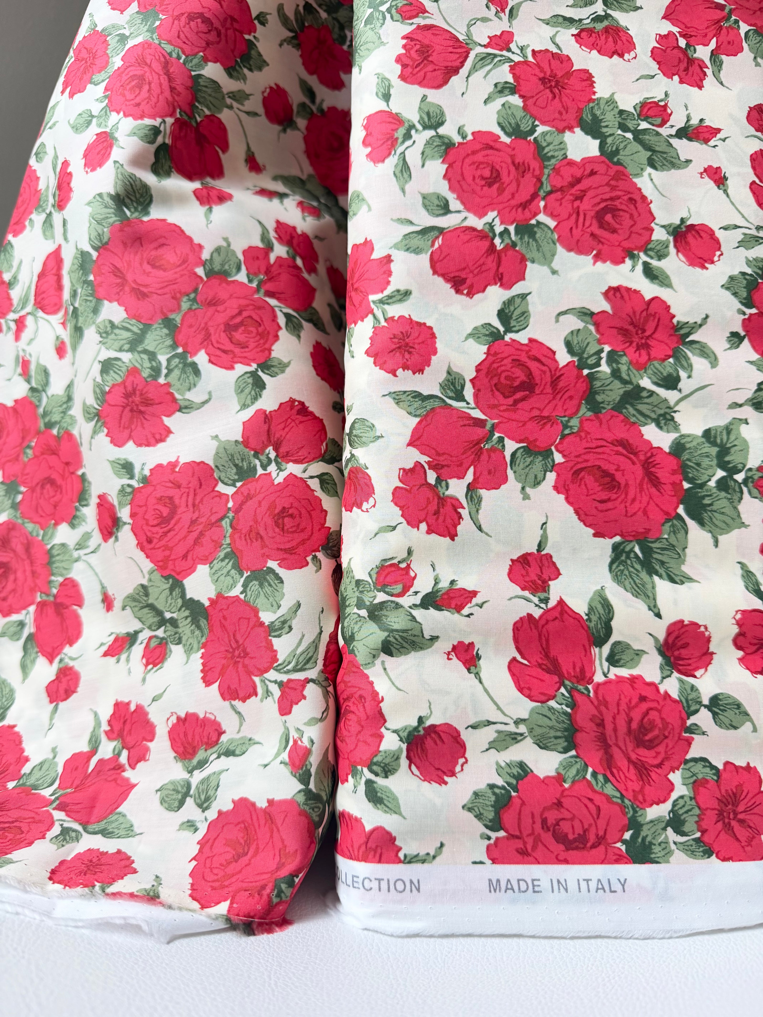Liberty London- Carline Rose Tana Lawn Cotton- Red and Pale Cream- 54