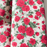 Liberty London- Carline Rose Tana Lawn Cotton- Red and Pale Cream- 54