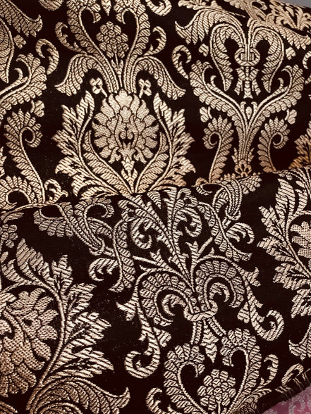 Black and Gold Silk Blend European Brocade-43" (711)