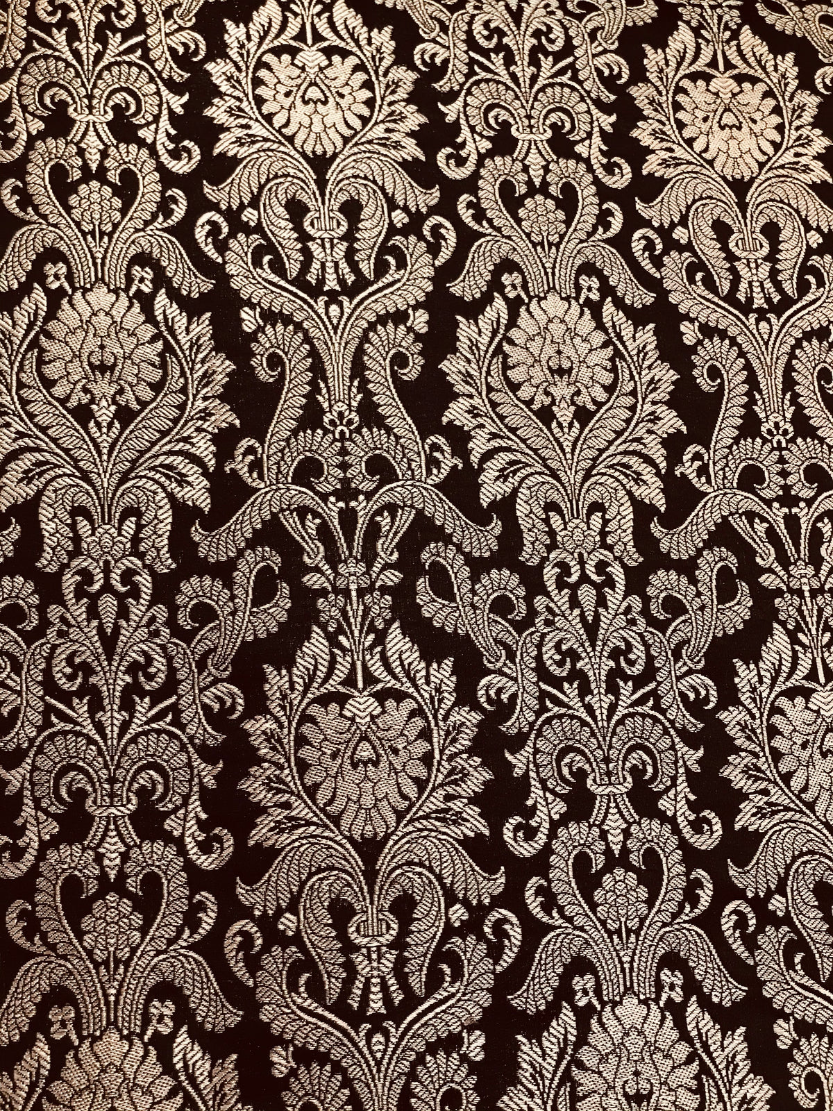 Black and Gold Silk Blend European Brocade-43