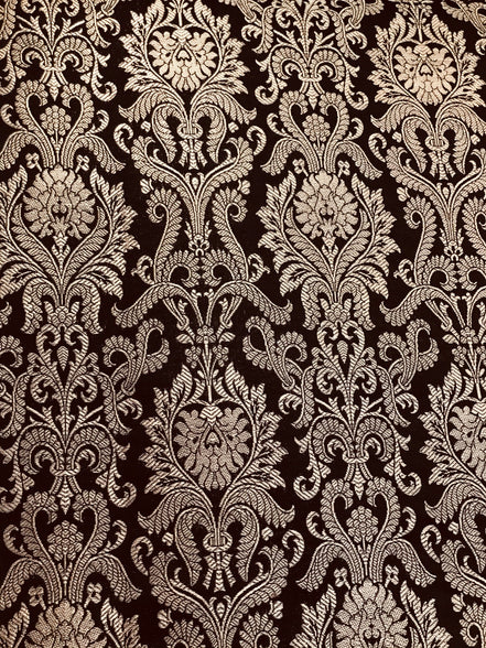 Black and Gold Silk Blend European Brocade-43" (711)