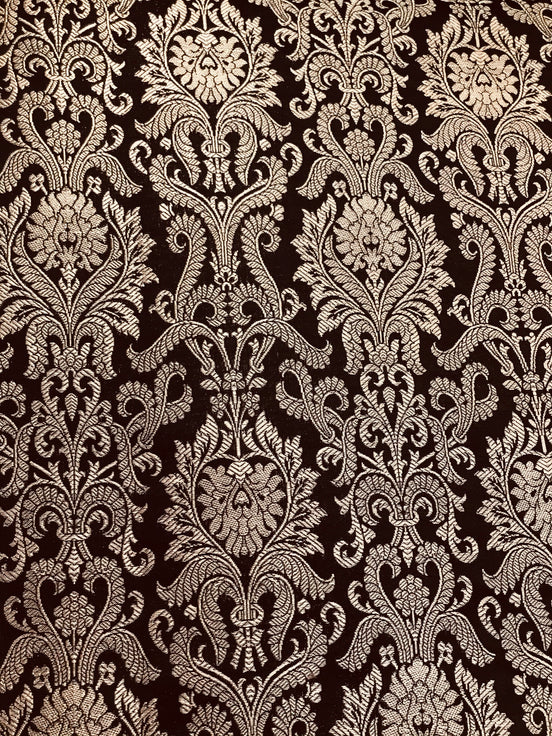 Black and Gold Silk Blend European Brocade-43" (711)