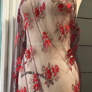 Red Black and Silver European Chantilly Lace- 37