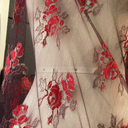 Red Black and Silver European Chantilly Lace- 37