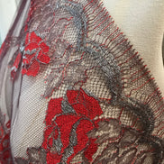 Red Black and Silver European Chantilly Lace- 37
