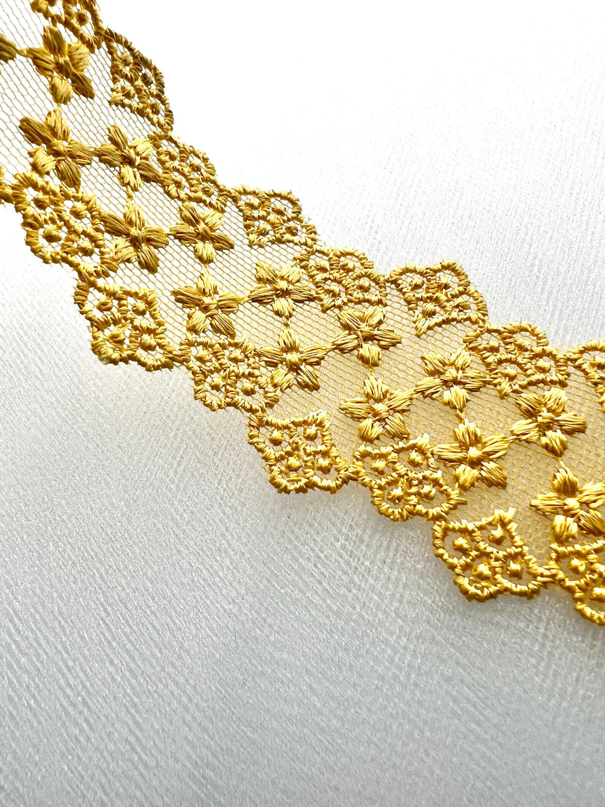 Yellow Embroidered Lace Trim- 1.5